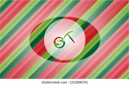 cryptocurrency mining icon inside christmas emblem background.
