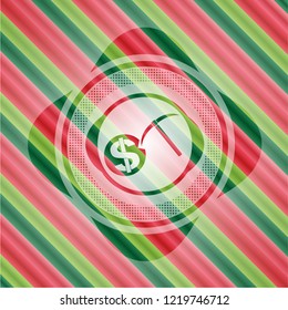 cryptocurrency mining icon inside christmas emblem background.