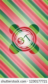 cryptocurrency mining icon inside christmas style badge..