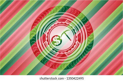 cryptocurrency mining icon inside christmas emblem background.