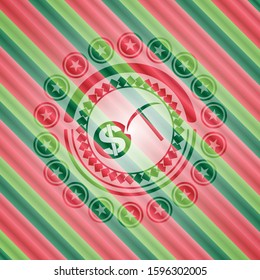 cryptocurrency mining icon inside christmas badge background.