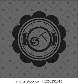 cryptocurrency mining icon inside dark badge or emblem