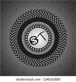 cryptocurrency mining icon inside dark emblem. Retro