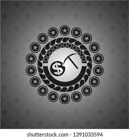 cryptocurrency mining icon inside dark emblem. Retro