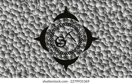 icono de minería de criptodivisa dentro del emblema oscuro con fondo de burbujas. Ilustración vectorial. Detallado. 