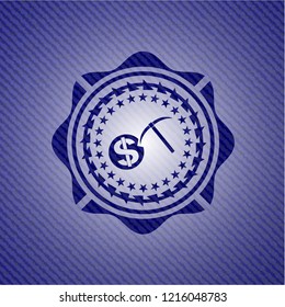 cryptocurrency mining icon inside denim background