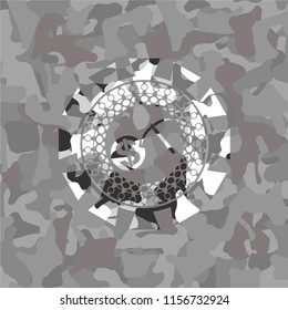 cryptocurrency mining icon inside grey camo texture