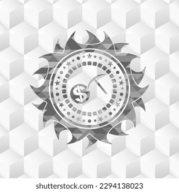 icono de minería de criptodivisa dentro de la placa gris con fondo blanco cubo geométrico. 