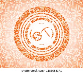cryptocurrency mining icon inside orange mosaic emblem