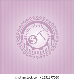 cryptocurrency mining icon inside pink emblem