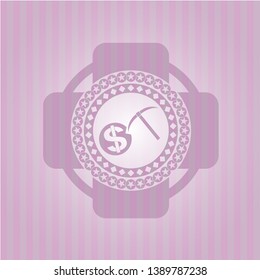 cryptocurrency mining icon inside pink emblem