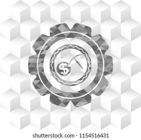 cryptocurrency mining icon inside realistic grey emblem with cube white background