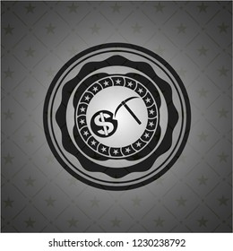 cryptocurrency mining icon inside realistic black emblem