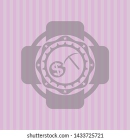 cryptocurrency mining icon inside realistic pink emblem