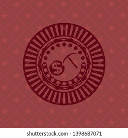 cryptocurrency mining icon inside red icon or emblem