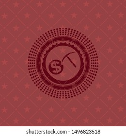 cryptocurrency mining icon inside red icon or emblem
