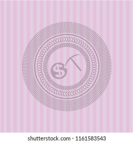 cryptocurrency mining icon inside retro style pink emblem