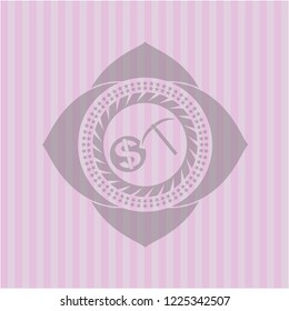 cryptocurrency mining icon inside retro style pink emblem