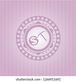 cryptocurrency mining icon inside retro style pink emblem