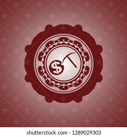 cryptocurrency mining icon inside retro style red emblem