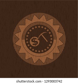 cryptocurrency mining icon inside retro style wood emblem
