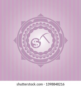 cryptocurrency mining icon inside retro style pink emblem