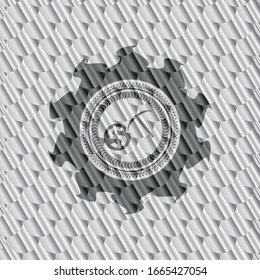 cryptocurrency mining icon inside shiny silver emblem. Scales pattern. Vector Illustration. Detailed.