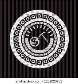 cryptocurrency mining icon inside silver badge