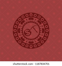 cryptocurrency mining icon inside vintage red emblem