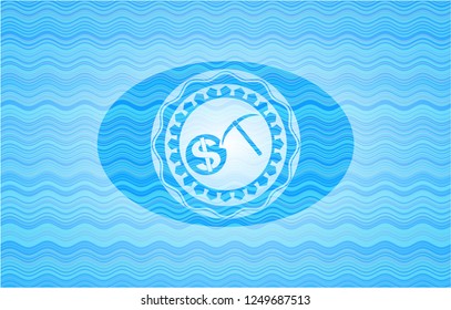 cryptocurrency mining icon inside water badge.