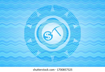 cryptocurrency mining icon inside water badge.