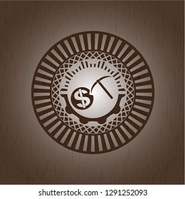 cryptocurrency mining icon inside wood signboards