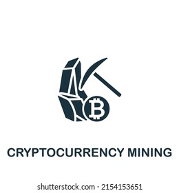 Cryptocurrency Mining icon. Monochrome simple Cryptocurrency icon for templates, web design and infographics