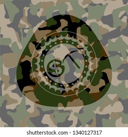 cryptocurrency mining icon on camo pattern