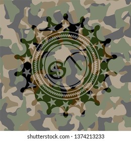 cryptocurrency mining icon on camouflage texture