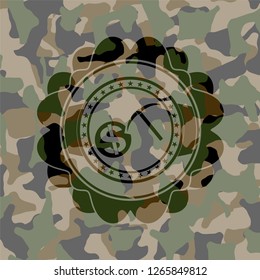 cryptocurrency mining icon on camouflaged texture