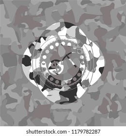 cryptocurrency mining icon on grey camo pattern
