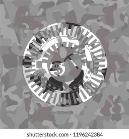 cryptocurrency mining icon on grey camouflage texture