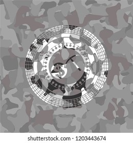 cryptocurrency mining icon on grey camouflaged texture