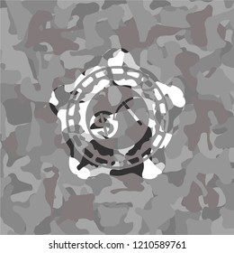cryptocurrency mining icon on grey camo texture