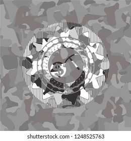 cryptocurrency mining icon on grey camo pattern