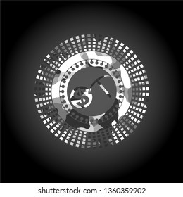 cryptocurrency mining icon on grey camo pattern
