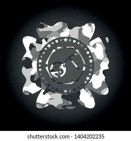 cryptocurrency mining icon on grey camouflaged pattern