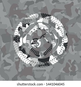 cryptocurrency mining icon on grey camo pattern