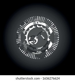cryptocurrency mining icon on grey camo pattern