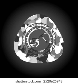 ícone de mineração criptomoeda no padrão camo cinza. 