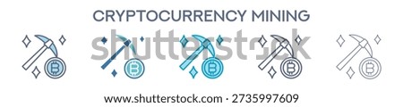 Cryptocurrency Mining Icon Set - Blockchain Processing And Validation