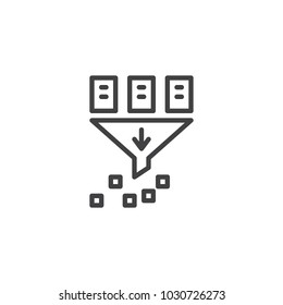 Cryptocurrency mining outline icon. linear style sign for mobile concept and web design. Filter simple line vector icon. Symbol, logo illustration. Pixel perfect vector graphics