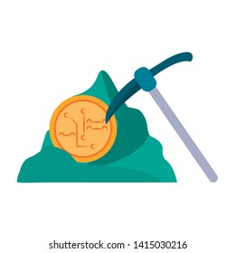 Cryptocurrency mining pick and rock symbol vector illustration graphic design