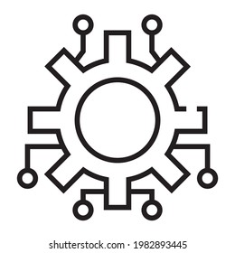 Cryptocurrency mining settings outline icon isolated on white background.